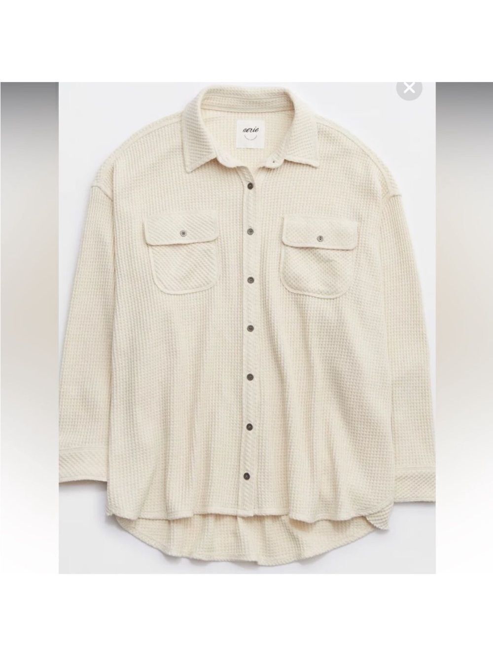 aerie XXL Lumber Jane Cream Heather Frost Waffle Knit Shirt - Picture 3 of 9